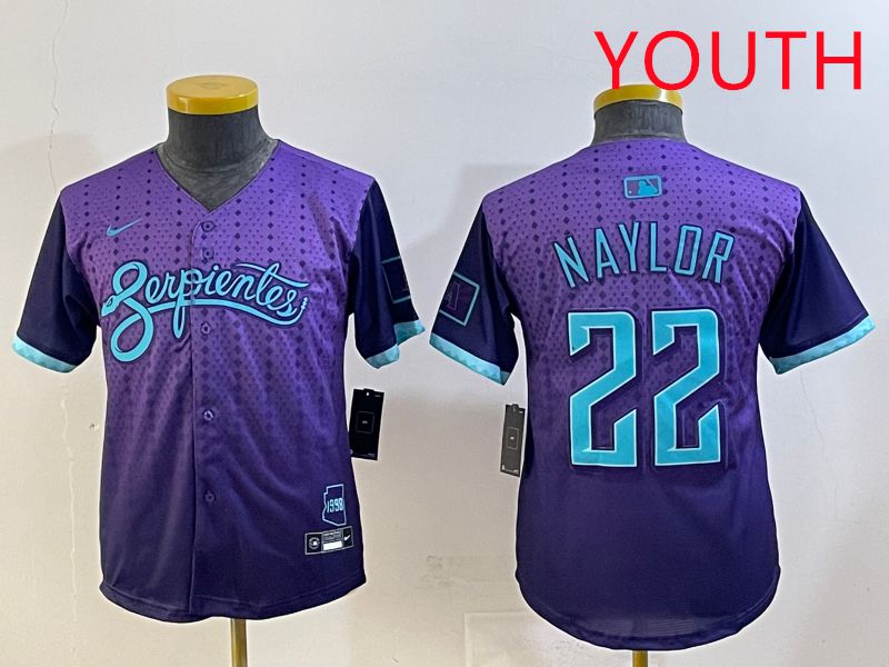 Youth 2025 Arizona Diamondback #22 Naylor Purple Joint Name Nike MLB Jersey style 1